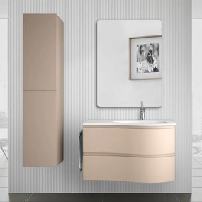 Mobile bagno sospeso 90 cm Melody cappuccino con vasca decentrata e specchio