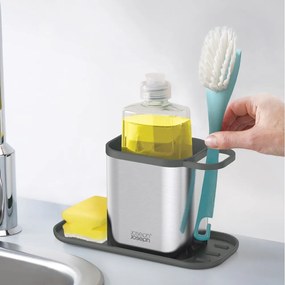 Supporto per detersivo color argento lucido in metallo Duo Steel – Joseph Joseph