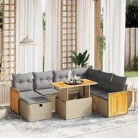 Set Divano da Giardino 8 pz con Cuscini Beige in Polyrattan 3276265