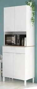 Armadio da cucina moderno in bianco e rovere con 4 ante e 1 cassetto