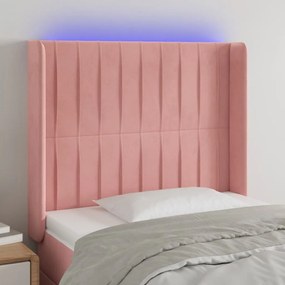 Testiera A Led Nera 93x16x118/128 Cm İn Velluto /