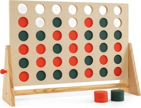 Costway Gioco 4 in linea con 42 pedine e cornice in legno di pino, Set gioco 4 in fila per famiglia per interni ed esterni