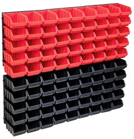 Kit Contenitori 96 Pz Con Pannelli A Parete Rosso E Nero /