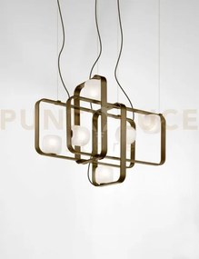 Groove sospensione 4 bianco sfumato bronzo opaco 6 luci attacco e14