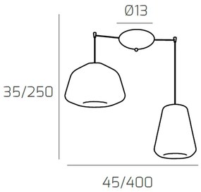 Sospensione Contemporanea Double Skin Metallo Cromo Vetro A-G Trasp 2 Luci E27