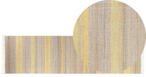 Tappeto iuta beige e giallo 80 x 300 cm TALPUR Beliani