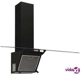 vidaXL Cappa a Parete 90 cm in Acciaio e Vetro Temperato Nero