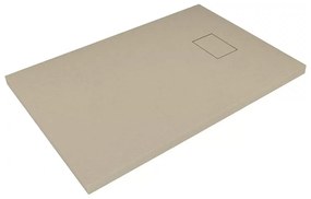 Piatto Doccia Spessore 2.6 Cm Resina SMC Effetto Pietra Stone Ardesia Antiscivolo Riducibile Filopavimento Con Griglia Di Copertura Tortora 70x160 Cm