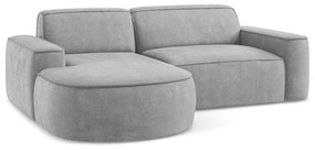 Divano angolare grigio chiaro (con penisola a sinistra/con chaise lounge) con rivestimento in ciniglia Omao – Makamii