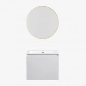 Set Mobili Da Bagno In Legno Macrae Con Lavabo Integrato Bianco & Redondo Dorado (ø60 Cm) Oreste & Senza Rubinetto & ↔︎ 60 Cm - Sklum