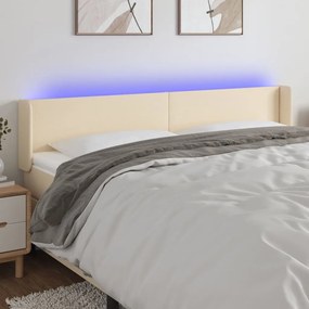 Testiera A Led Crema 183x16x78/88 Cm İn Tessuto /