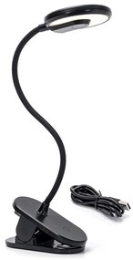 Aigostar - LED Lampada da tavolo ricaricabile dimmerabile con clip LED/3W/5V 1800mAh nero