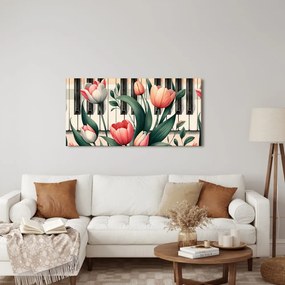 Quadro su tela – Fiori al ritmo della musica e del pianoforte