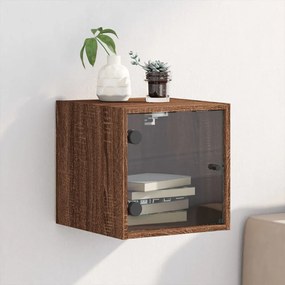 Comodino Con Anta İn Vetro Rovere Marrone 35x37x35 Cm /