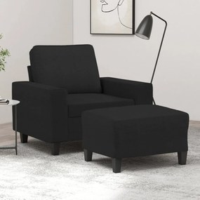 Poltrona Con Poggiapiedi Nero 60 Cm İn Tessuto /
