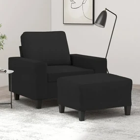Poltrona Con Poggiapiedi Nero 60 Cm İn Tessuto /