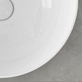 Lavamani da appoggio a bacinella 40 cm in ceramica bianco lucido