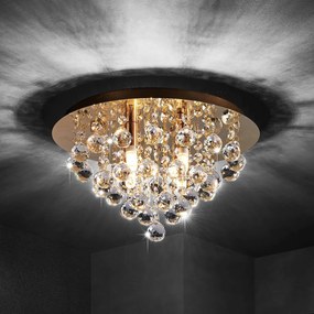 Plafoniera in cristallo Gillion Lindby, dimmerabile, Ottone / Oro, Soggiorno / Sala da pranzo, Cristallo, Design, Plafoniera