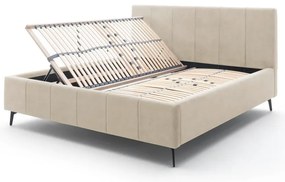 Letto matrimoniale imbottito beige con contenitore con rete inclusa 180x200 cm Lizzano – Meise Möbel
