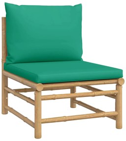 Set salotto da giardino 3pz con cuscini verdi bambù