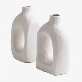 Set di 2 fermalibri in ceramica Offred Bianco - Sklum