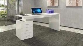 Scrivania New Selina da 160 cm in Legno con 3 cassetti - design moderno, Bianco lucido