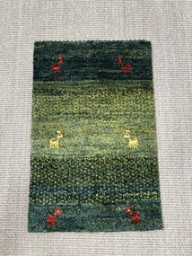 Gabbeh Tappeto 40 x 60 Verde (Iran) Annodato A Mano