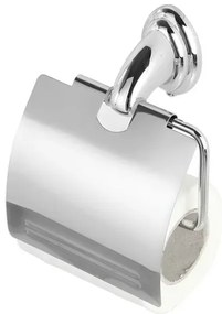 Porta rotolo a muro con coperchio e supporto in acciaio cromato Facile