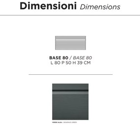 Cassetto bagno portalavabo 80 cm sospeso in PVC RIO Verde Alga