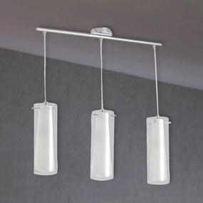 Lampadario Neoclassico Pinto bianco paralume trasparente 3x E27 Ø0cm EGLO