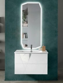 Mobile da bagno sospeso moderno base 80 CRIZIA con lavabo BIANCO OPACO