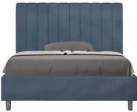 Letto imbottito 1 piazza e mezza 120x200 cm Agueda - Contenitore,Microfibra,Blu