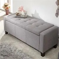 Cassapanca Pouf Contenitore Panca Moderna 110x40 H 40cm con Bottoni Grigio