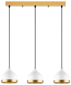 Lampadario a cavo YILDO 3xE27/40W/230V bianco/oro