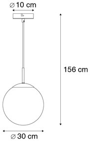 Lampada a sospensione intelligente nera con vetro fumé 30 cm incl. Wifi ST64 - Pallon