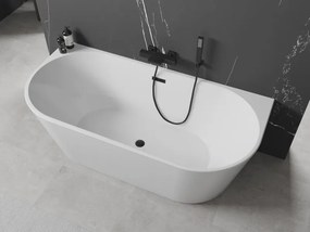 Mexen Oval vasca da bagno autoportante adiacente alla parete 180 x 80 cm, bianca, tracimazione nera - 52671808000-70