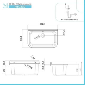 Pilozzo a muro 55x34 cm per esterno in resina bianca marmorizzata