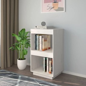 Libreria bianca 40x35x71 cm in legno massello di pino