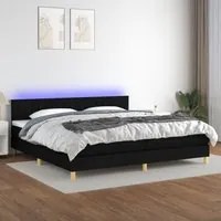 Letto a Molle Materasso e LED Nero 200x200cm in Tessuto 3133903