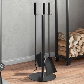 Set Attrezzi Per Caminetto 4 Pz 22x59 Cm İn Acciaio /