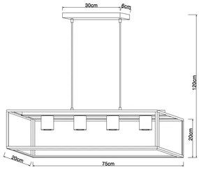 Globo 15476-4H - Lampadario a sospensione con filo HAGAR 4xE27/60W/230V
