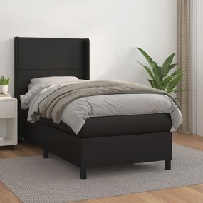 Giroletto A Molle Con Materasso Nero 80x200 Cm İn Similpelle /