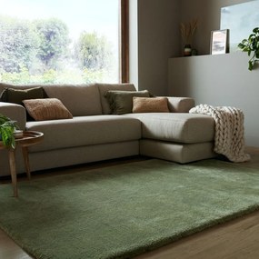 Tappeto in pelliccia sintetica verde scuro 200x290 cm Faroe Wool Look Fur - Flair Rugs