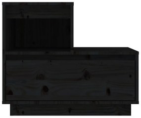 Comodini neri 2 pz 60x34x51 cm in legno massello di pino