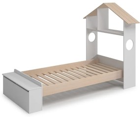 Letto per bambini in pino bianco/naturale con contenitore 90x190 cm Odessa - Marckeric