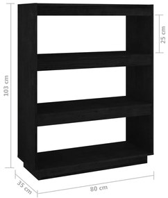 Libreria/Divisorio Nero 80x35x103 cm in Legno Massello di Pino