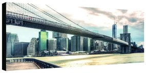 Stampa su tela Cloudy Brooklyn bridge, bianco e nero 190 x 90 cm