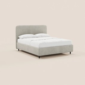KAELOS letto minimal imbottito - vano contenitore, piedi alti e testiera arrotondata in tessuto ciniglia