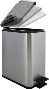 Cestino per la spazzatura color argento opaco in acciaio con pedale 5 l Erik – Spirella