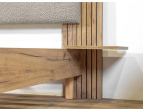 Letto matrimoniale in grigio chiaro con rete inclusa 140x190 cm Lior – Bobochic Paris